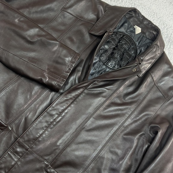 Barcelino Other - Barcelino Coat Mens L Brown Leather Overcoat Collared Lined Made In Spain